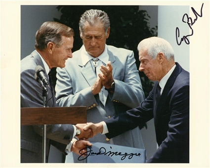 George H. W. Bush and Joe DiMaggio Dual Signed 8x10 Photograph (Beckett)